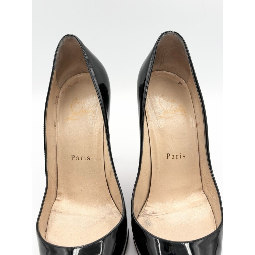 Christian Louboutin Kate 100mm Black Patent Leather Stiletto Pumps Sz EU 38 - Picture 5 of 11